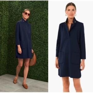 Tuckernuck Navy Ponte Emerson Ponte Relaxed Fit Preppy Mini Dress Size L